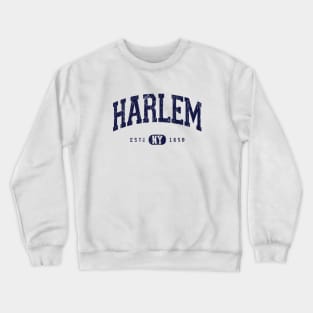 Harlem NY Arch Distressed, Navy Retro Print Crewneck Sweatshirt